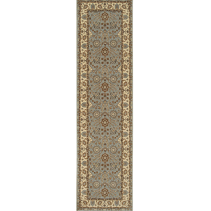 2x10 Blue Hand-Knotted Wool Floral Cartouches Classic Traditional Modern Contemporary Carpet Rug