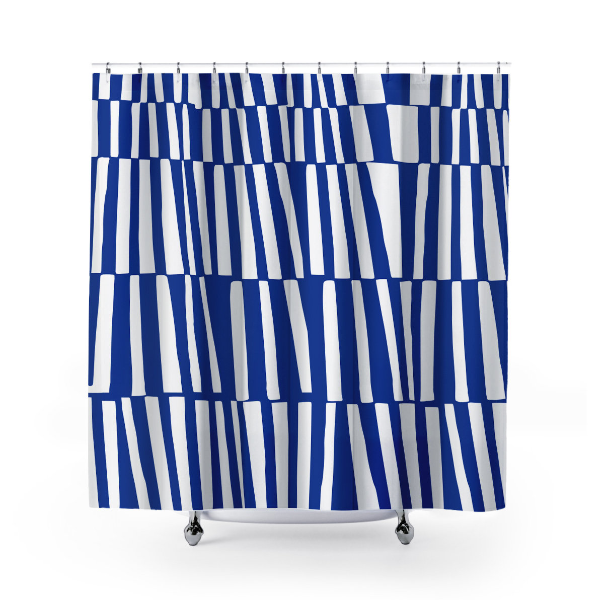 Thora Abstract Mid-Century Shower Curtain, Navy