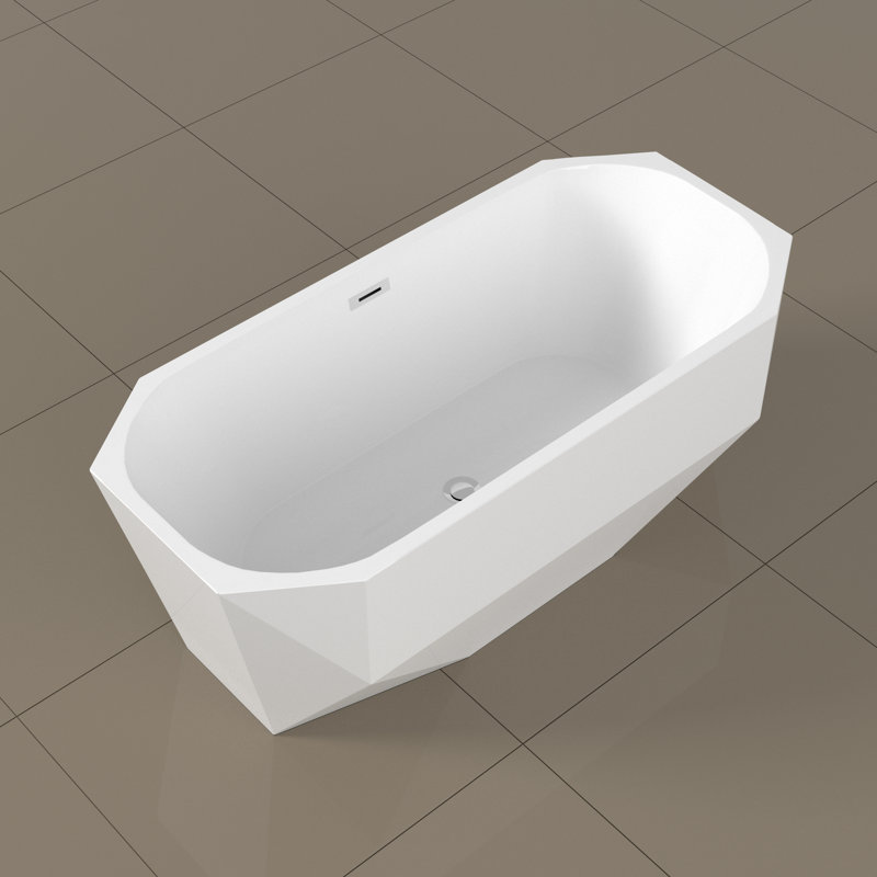63" x 29" Freestanding Soaking Acrylic Bathtub
