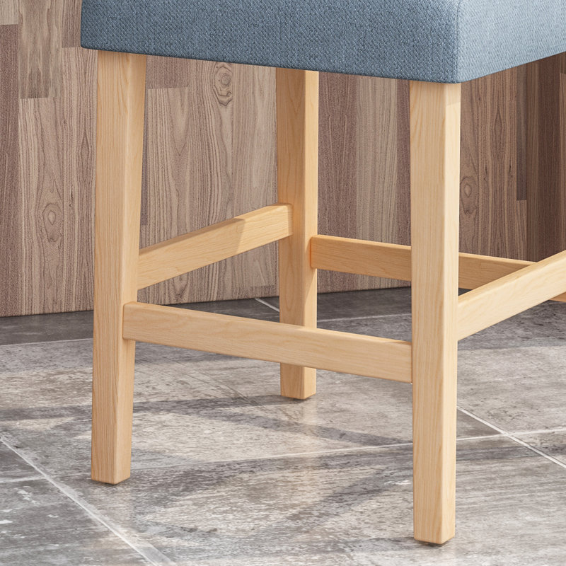  Ensemble de 2 tabourets de comptoir rembourrés avec dossier capitonné, siège rembourré et pieds en bois naturel, design moderne élégant pour îlot de cuisine, bar ou salle à manger, bleu clair