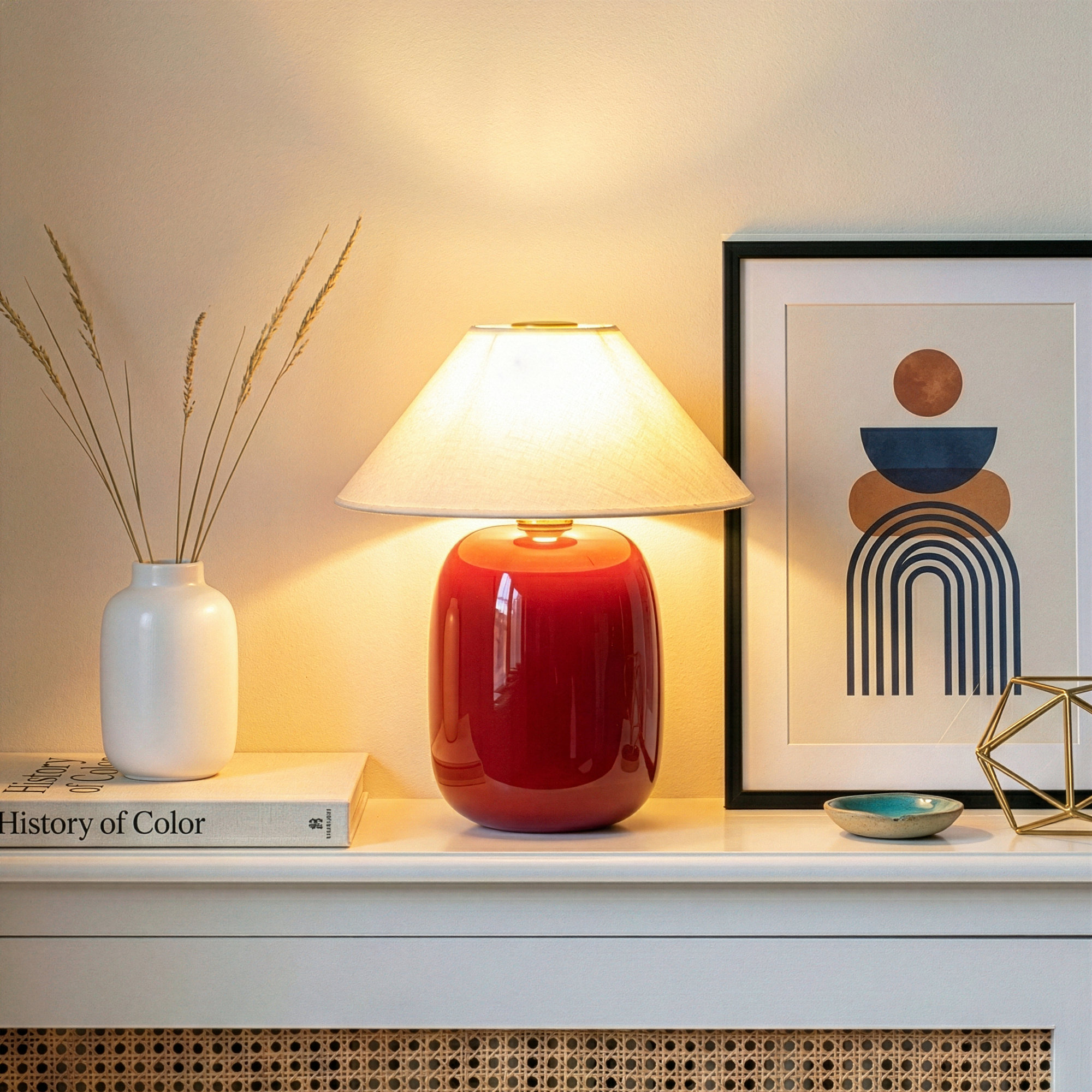 Ren Red 8" Portable And Dimmable LED Table Lamp, Cordless Up To 12-Hours Of Charge, Red, Black