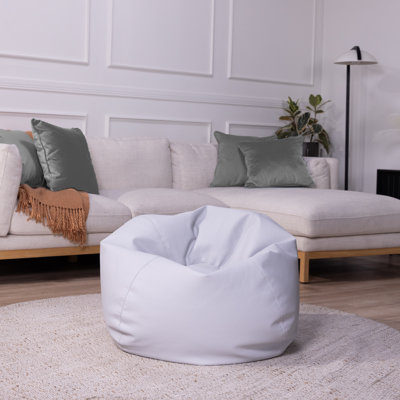 Factory Direct Partners 30 inch Round Faux Leather Bean Bag for Kids and Teens