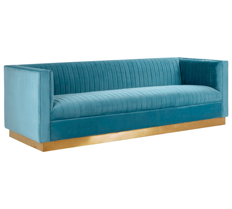 Velvet Sofa, Light Blue