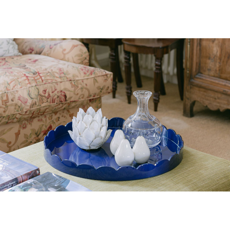 Plateau rond festonné, H 20 po x l 20 po x P 2 po, Bleu marine