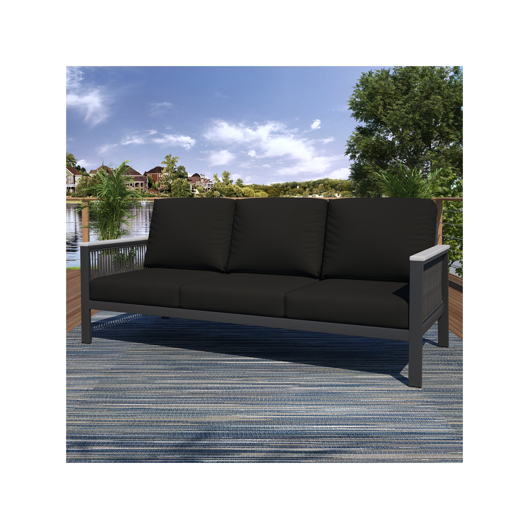 Townsend 7 - Person Patio Conversation Set with Sunbrella® Cushions, Canvas Black Sunbrella® Canvas