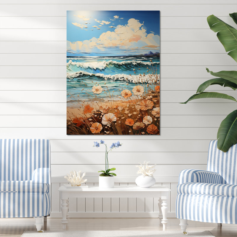 Beach Breeze Pointillism I - impression, H 40 po x l 30 po x P 1,5 po, Toile tendue
