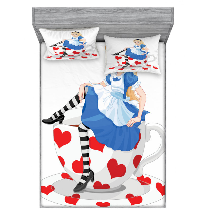 Alice in Wonderland White Microfiber Full Sheet Set
