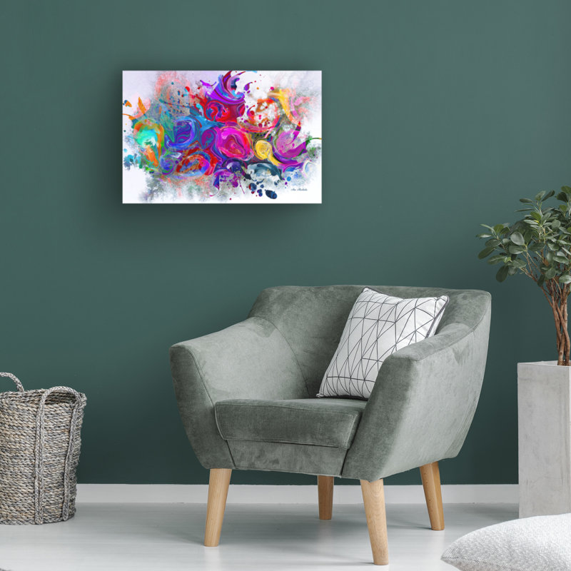 Wrapped Canvas Wall Art - Ata Alishahi 'Dark Colour Explosion' Wall Art for Living Room, Bedroom, or Office Décor - 12x19