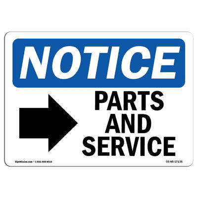 Parts and Service Right Arrow Sign
