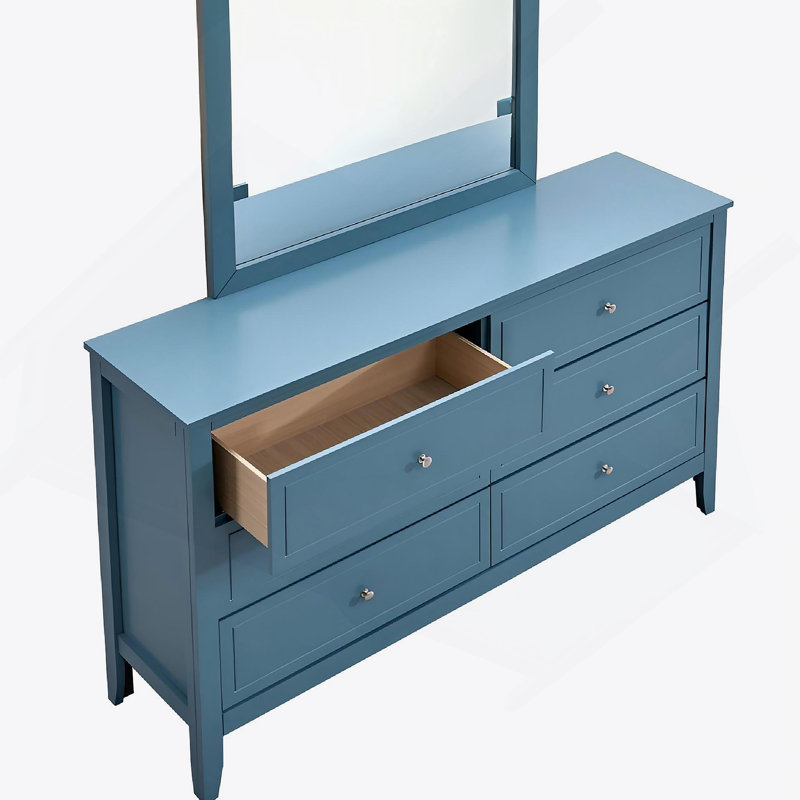 Commode 6 tiroirs Woonden, Sarcelle