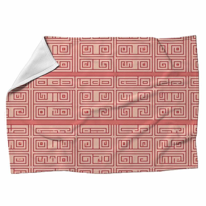 Machine Printed Throw Blanket, Throw, Geometric, Pink/Red