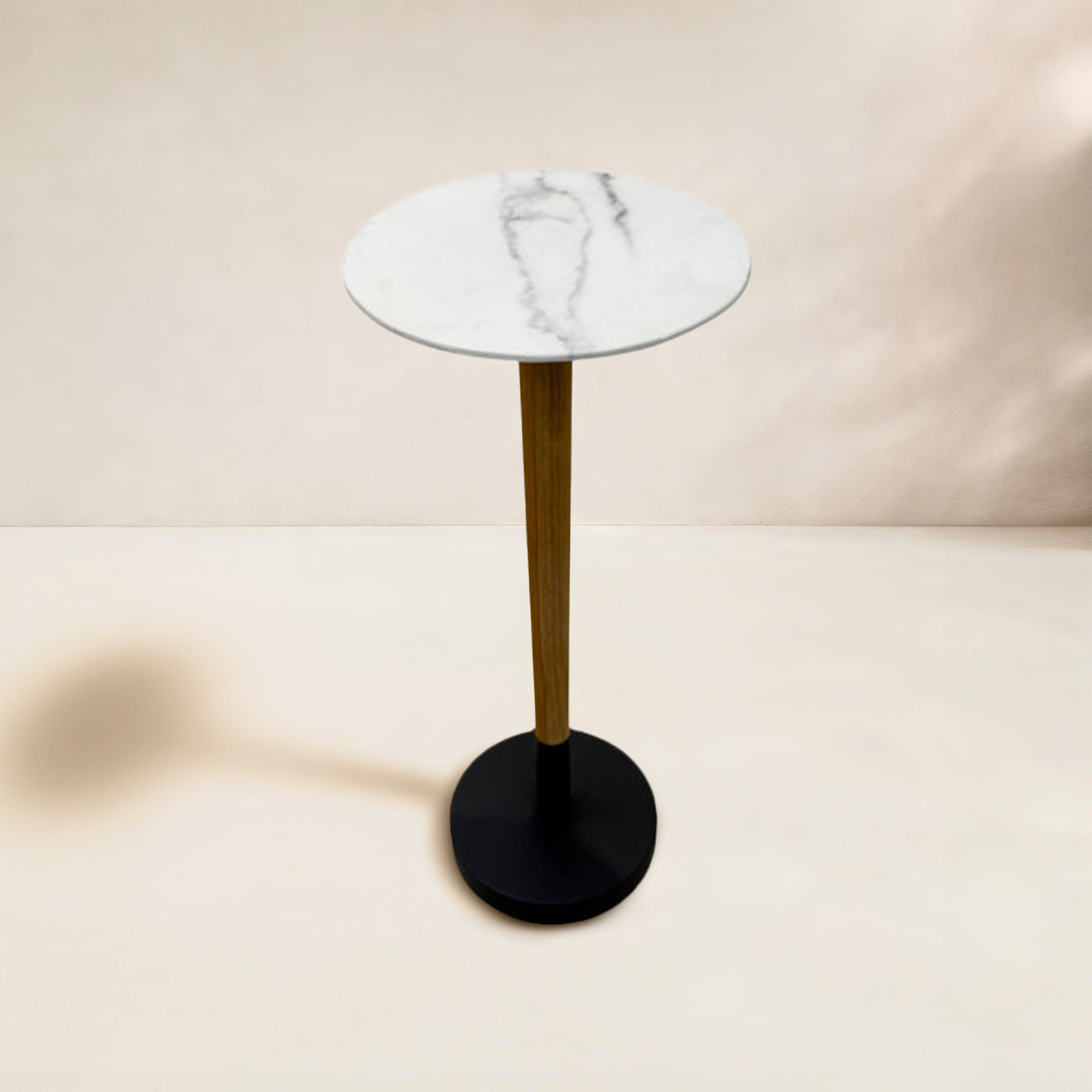 Theophile 10" Teak Patio Side Table, White