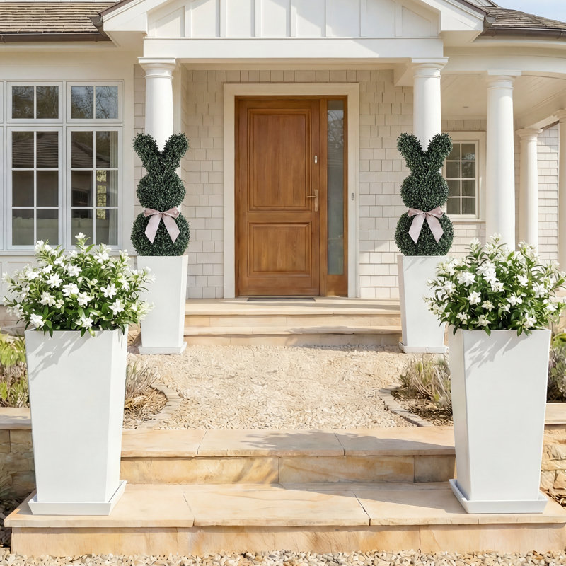 2 pots de fleurs hauts - pots de fleurs d'intérieur et d'extérieur pour grandes plantes (4 pièces), Blanc