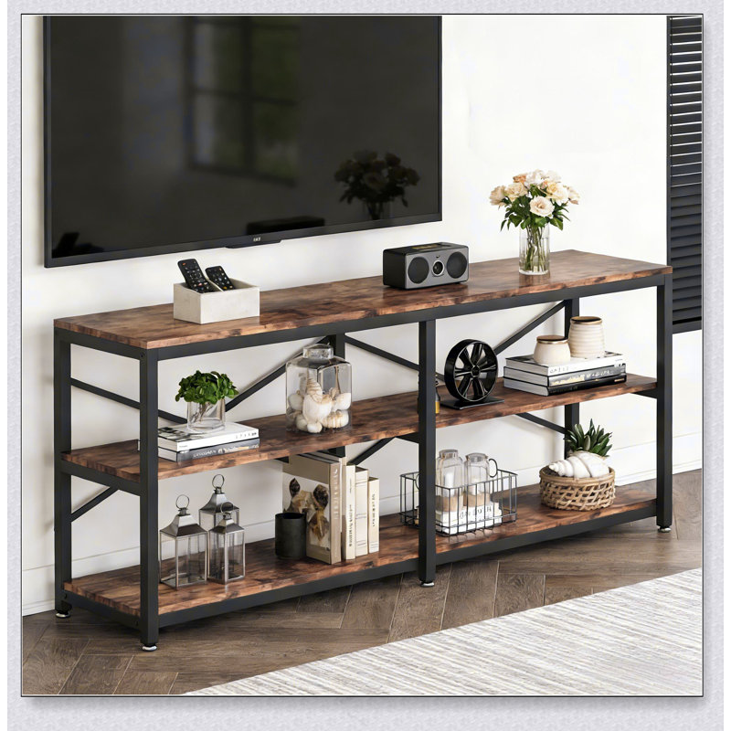 Canapé rustique de style campagnard, table de vestibule à 3 niveaux, console, meuble télé, bibliothèque