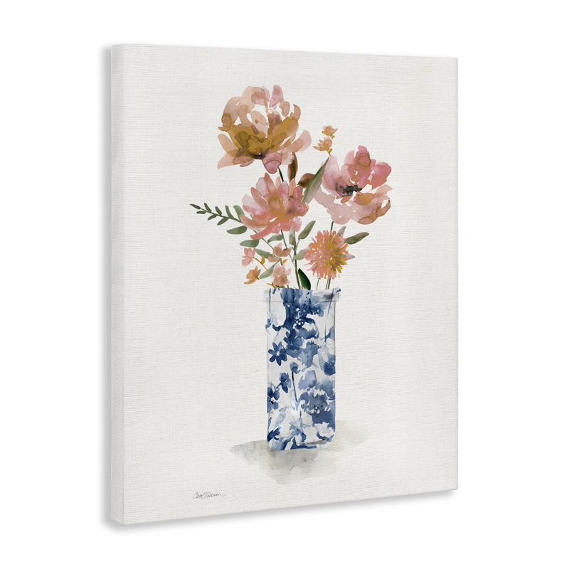 Toile à fleurs chinoises chinoises, design par Carol Robinson, H 30 po x l 24 po