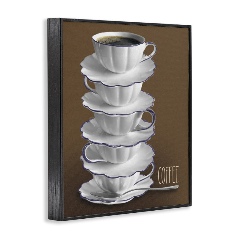 Tasses à thé empilées avec café, estampe numérique, design par Matthew Piotrowicz, H 14 po x l 11 po