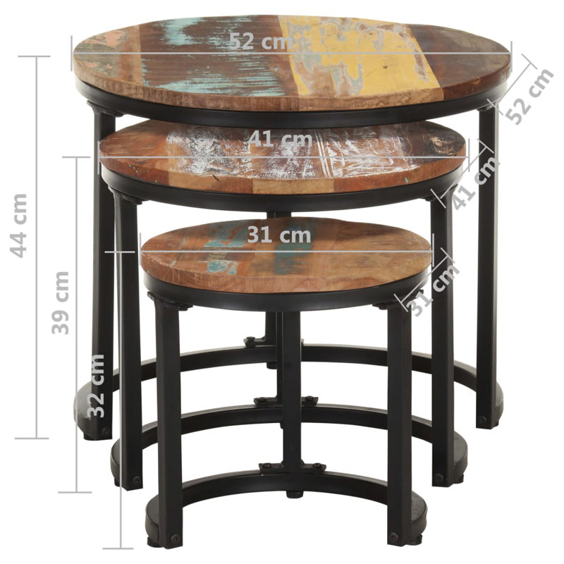 Reyansh 3 Piece Nest of Tables