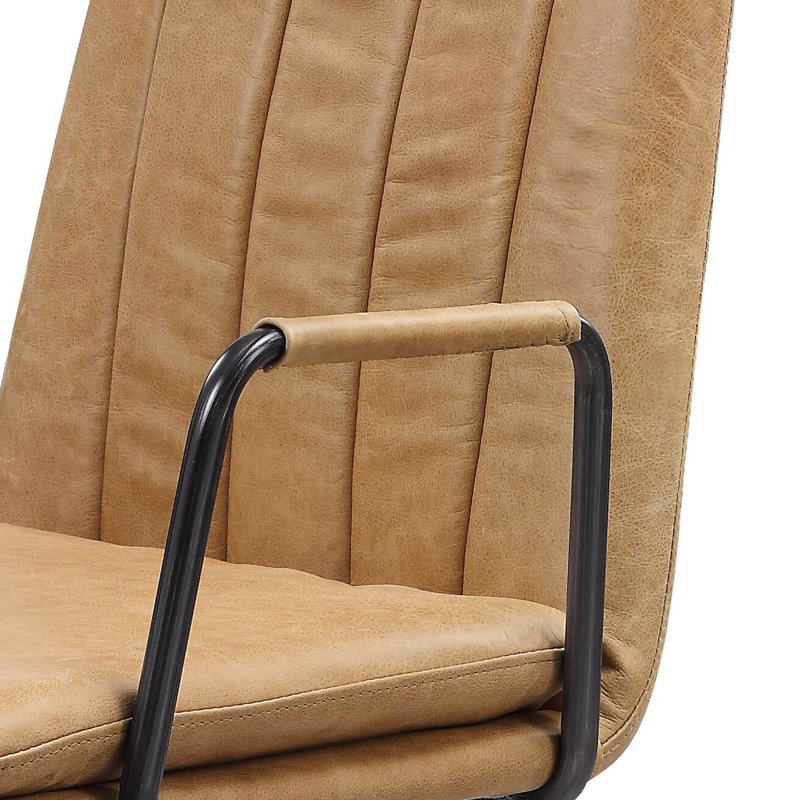 Fauteuil de bureau en cuir fleur, pivotant à 360 degrés, siège réglable de 19 à 22 po, accoudoir de 26 à 29 po, offre une chaise de travail luxueuse et confortable avec une rotation de degrés et une hauteur fonctionnelle