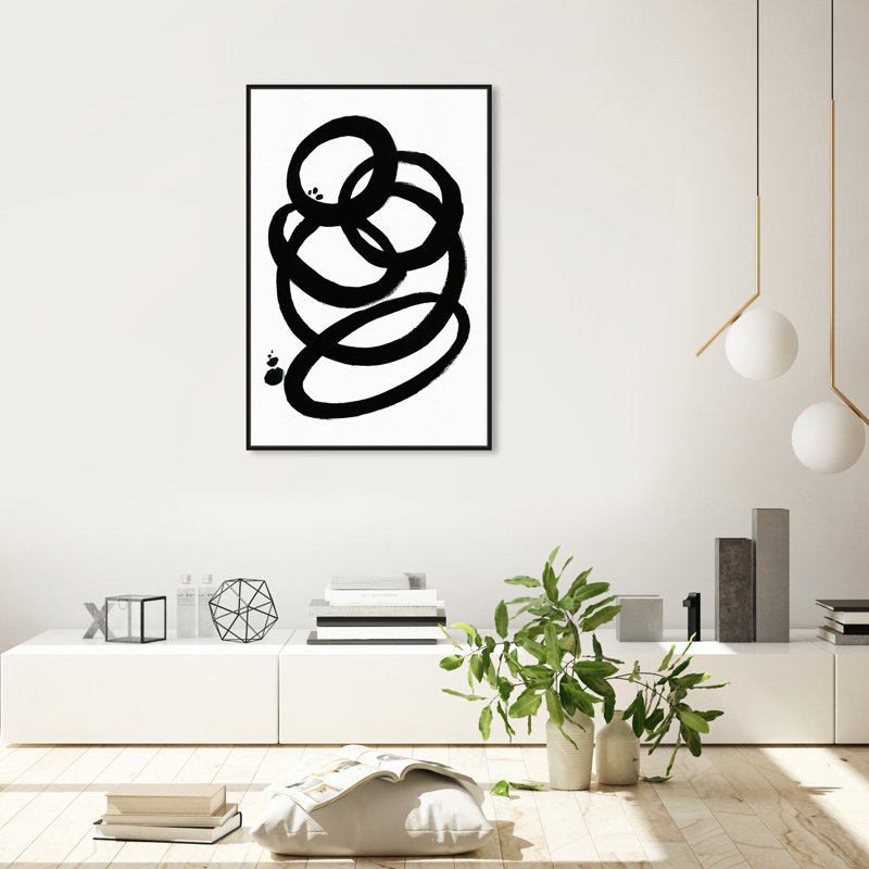 «Abstract Formas II, Modern & Contemporary Black» par Oliver Gal - impression d'art graphique, Noir, H 36 po x l 24 po