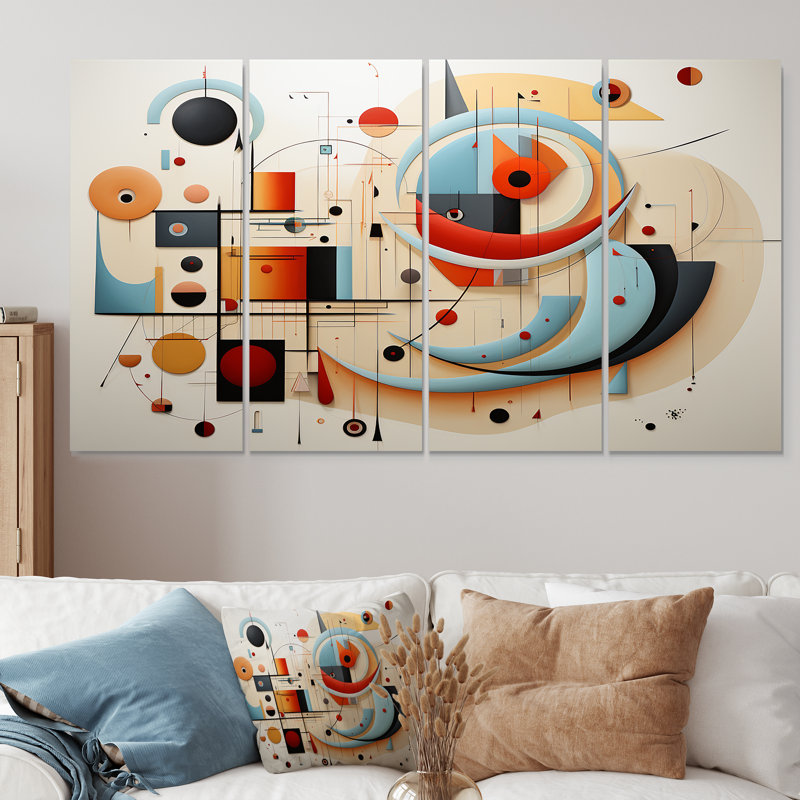 «All That Jazz Geometric Expressionism - Midcentury», art mural 4 pièces, H 28 po x l 48 po