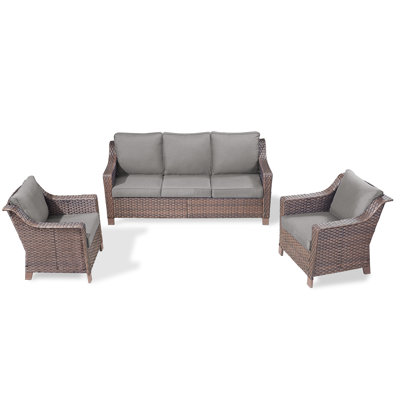 Tya 3 - Pieces Wicker/Rattan Sofa Seating Group With Cushions