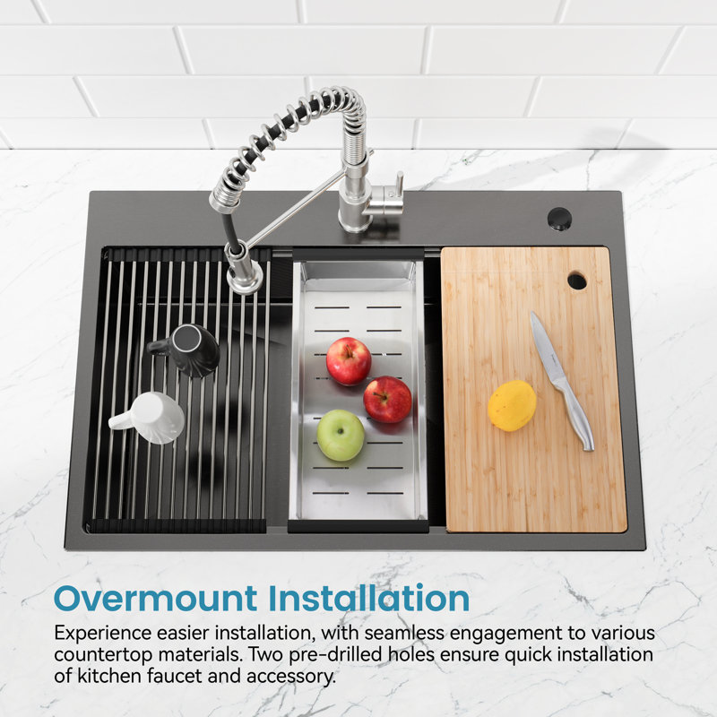 Brushed Overmount Sink - Professional Kitchen Package, Black
