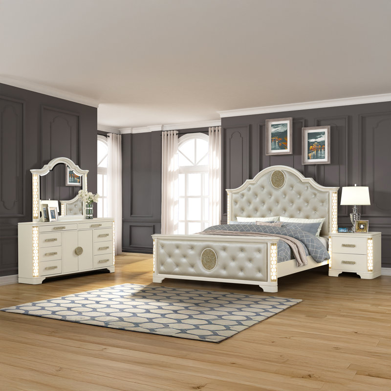 Ensemble de chambre rembourrée avec éclairage DEL Devien 5-N, Grand