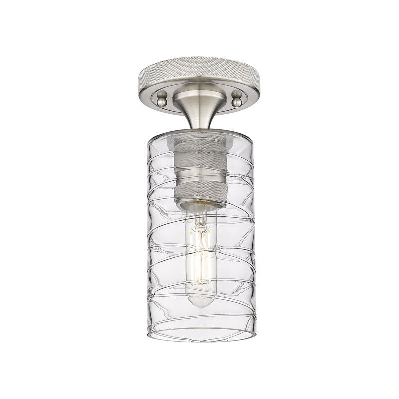 Plafonnier encastré 1 lumière Crown Point, Tourbillon déco, H 9,63 po x l 4 po X P 4,5, Nickel satiné