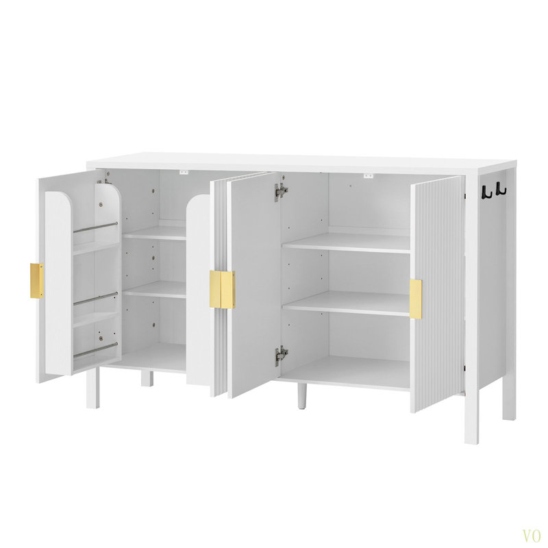 Armoire de rangement 57,5 po Modern Modern Stripe, Blanc