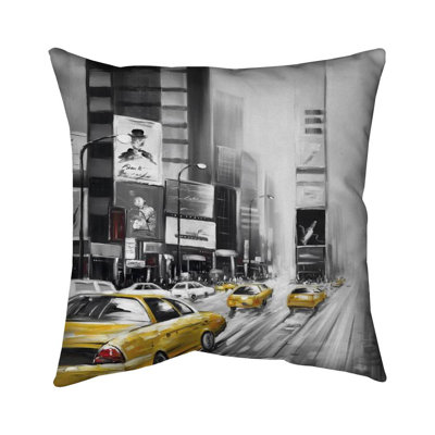 Times square and yellow taxis - 18"x18" Throw pillow - Poly twill - Print on demand