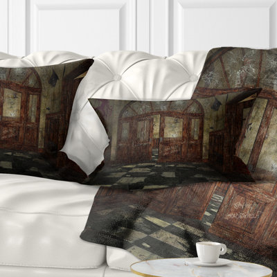Coussin lombaire de peinture à l’intérieur du paysage intérieur