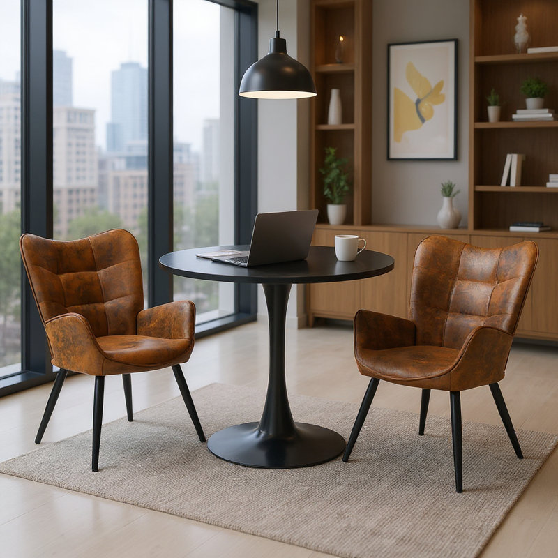 Ensemble 3 pièces de réception moderne avec chaises à oreilles Table ronde pour les salons ou les salles d'attente