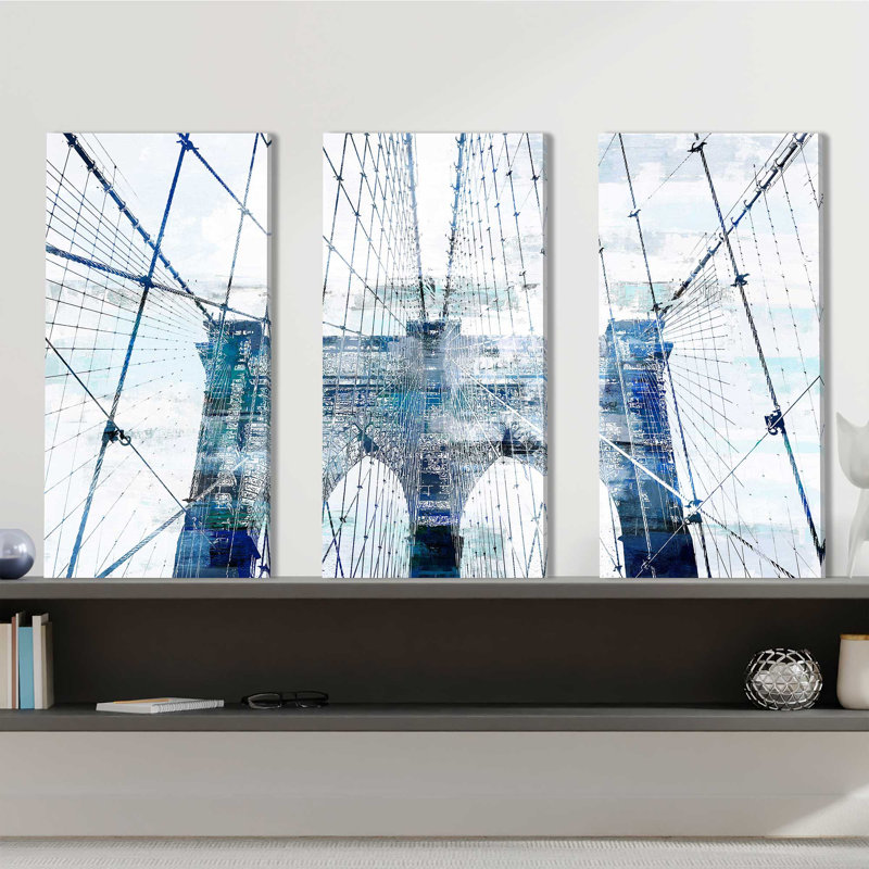 «Brooklyn Bridge 1» par Ppi Studios - ensemble de 3 reproductions d'art sur toiles tendues, H 24 po x l 36 po x P 0,75 po