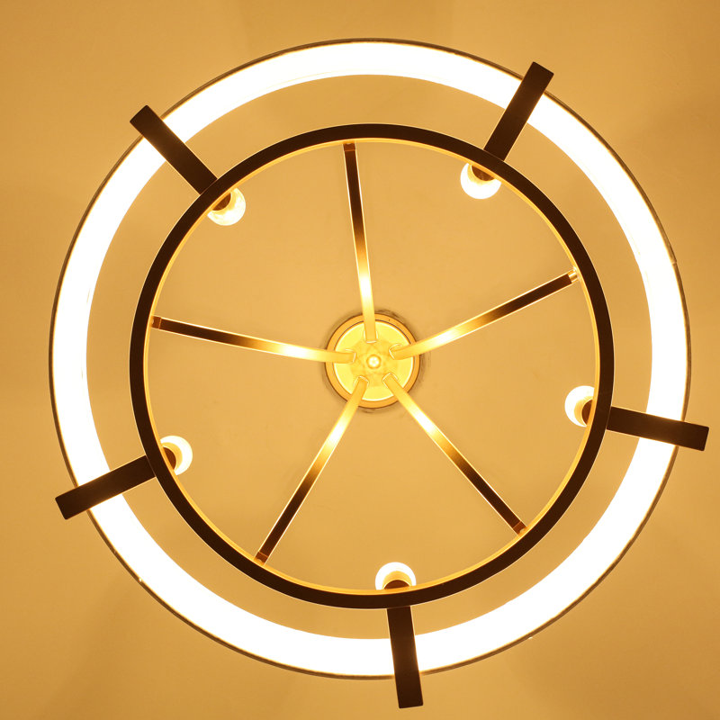 5 - Lights Dimmable Drum Chandelier, Gold