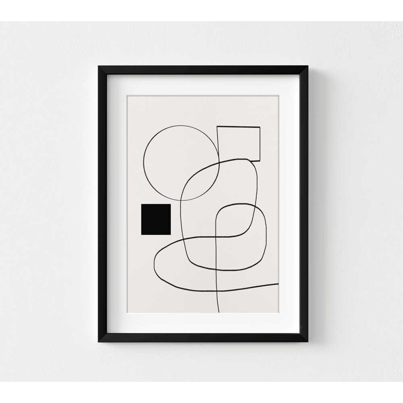 Impression de composition de ligne minimaliste - conception géométrique abstraite, 42" H x 56" W, Framed Print with Mat