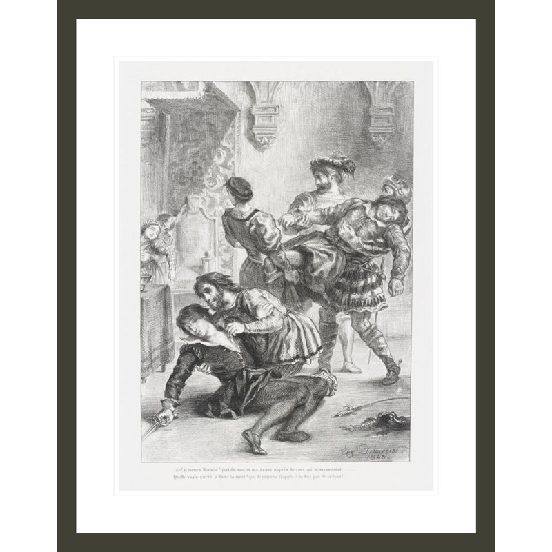 Mort d’Hamlet (Act. V. Sc. II) (la mort de Hamlet) de Shakespeare’s Hamlet par Eugène Delacroix, impression giclée sur cadre