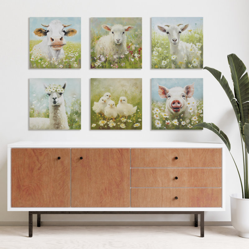 Sunshine Llama in Flower Fields Canvas Wall Art