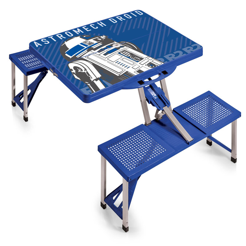 Turnerville Rectangular Metal Folding Outdoor Camping Table With Umbrella Hole , 53'' in. W 33.75'' in. D
