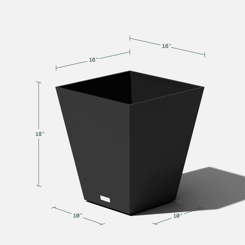 Pure Series Nobleton Planter, 18" H x 16" W x 16" D, Black, 2