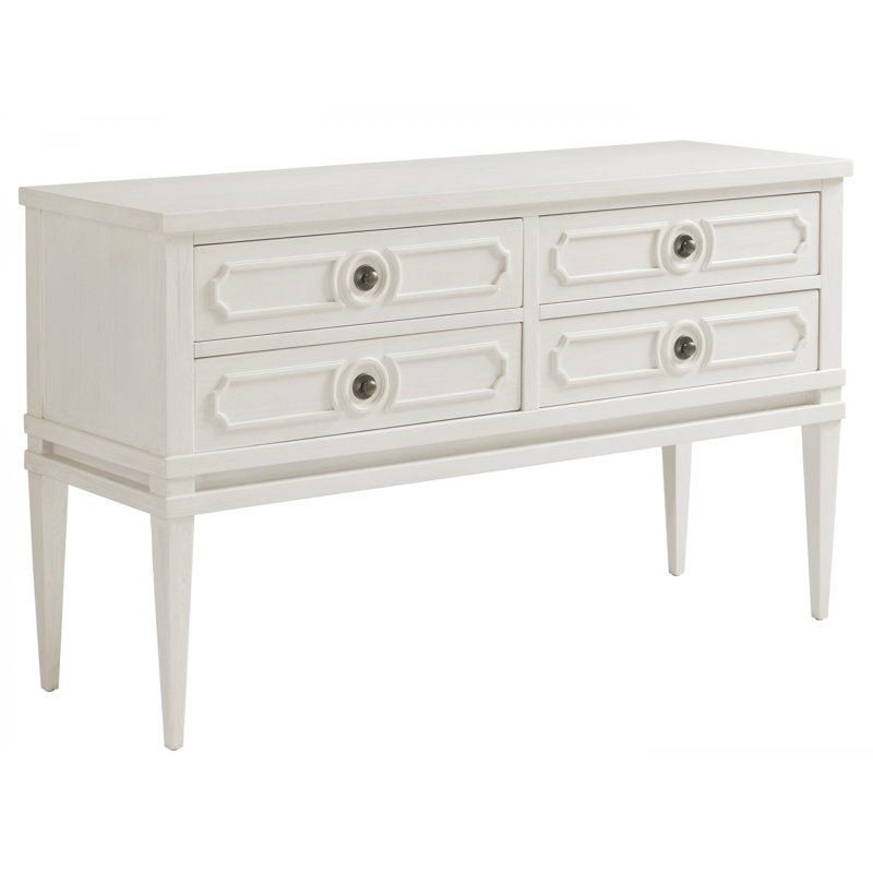 Shell White Mahogany Transitional 3-Drawer Server