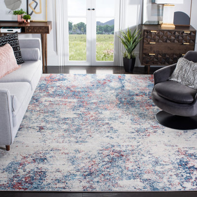 Tapis abstrait gris clair / bleu N'Keal