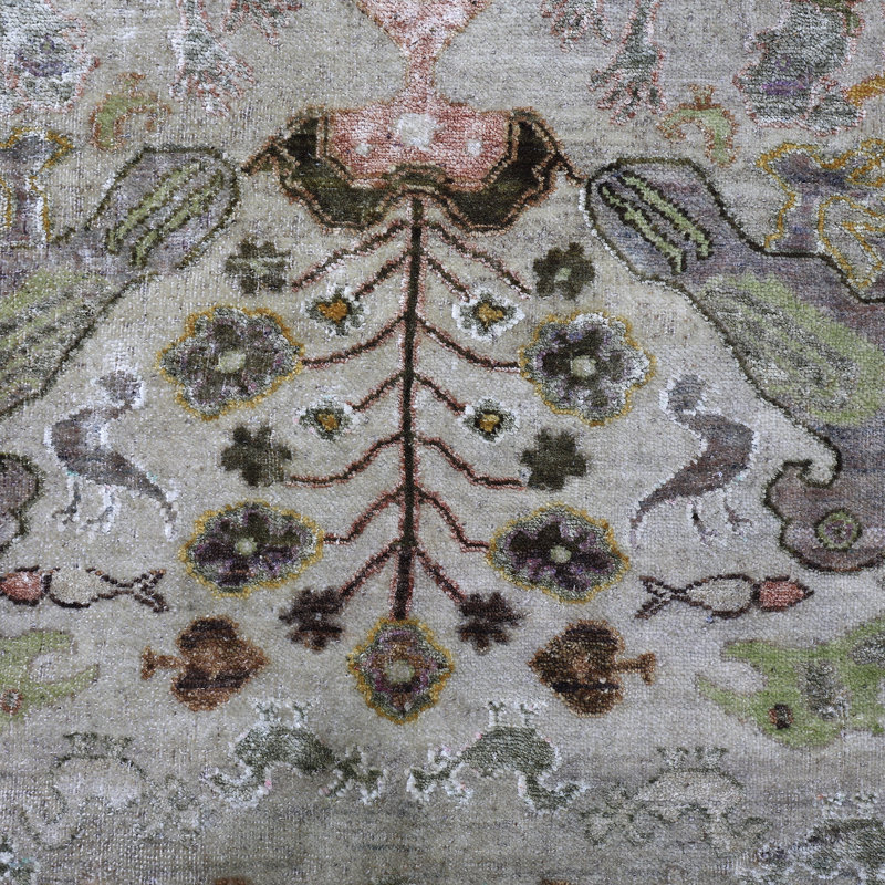 Brown Alchemy Traditional Wool Silk Blend Rug - 9'7" x 14'7"
