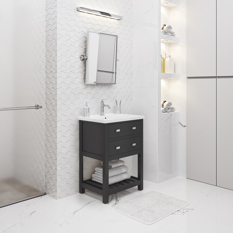 Ensemble de meuble-lavabo simple pour salle de bain de 24 po Caitlyn, Noir