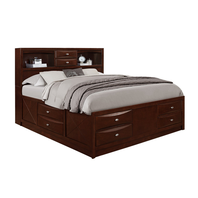 Solid Wood Queen White Eight Drawers Bed, New Merlot, King