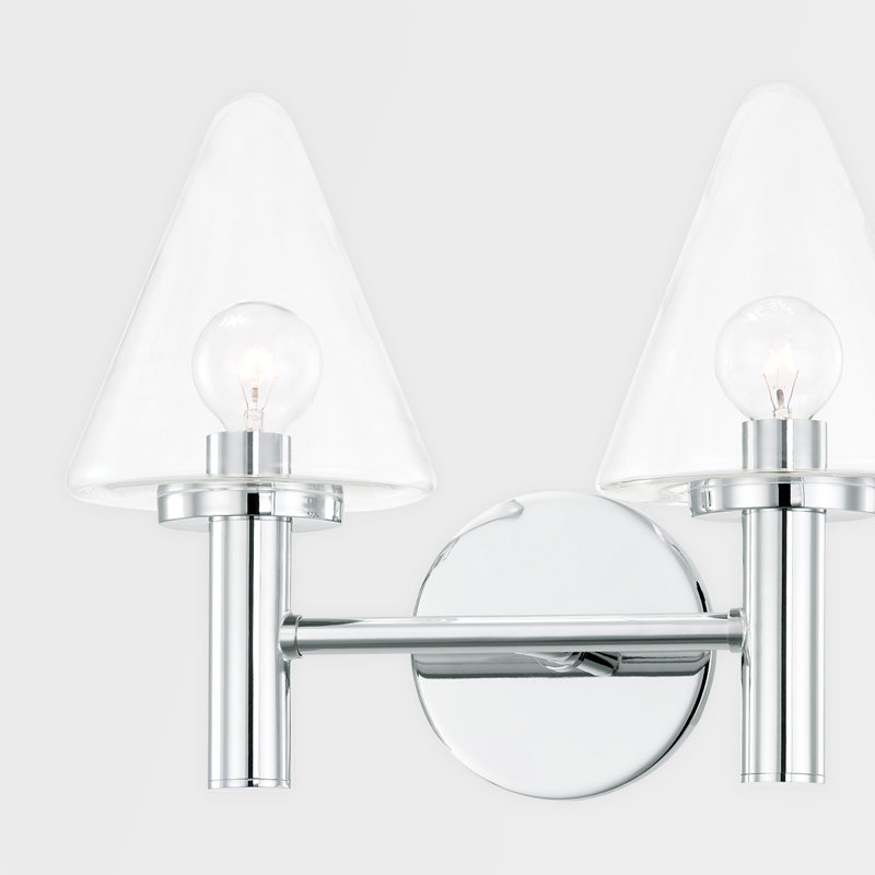 Polished Chrome Dual Light Vanity with Clear Glass Shades