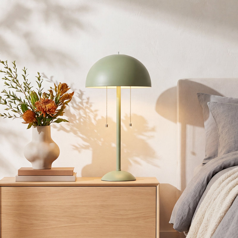 2-Light Sage Green Table Lamp