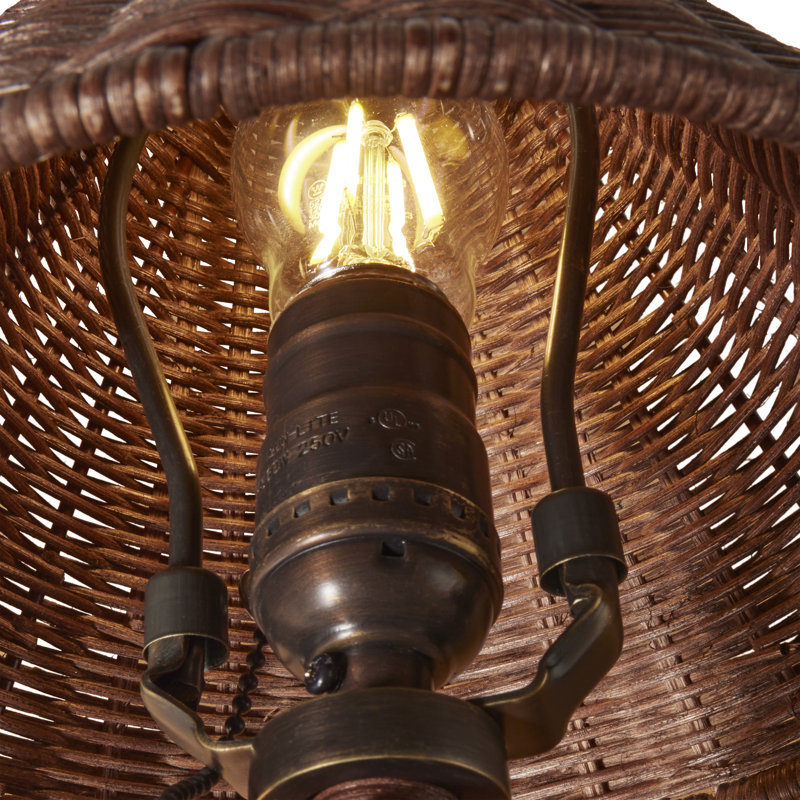 Delphine Wicker Mini Lamp in Dark Brown