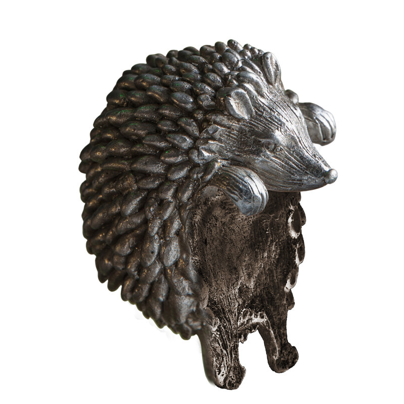 Wildomar Hedgehog Plastic Garden Statue, Silver