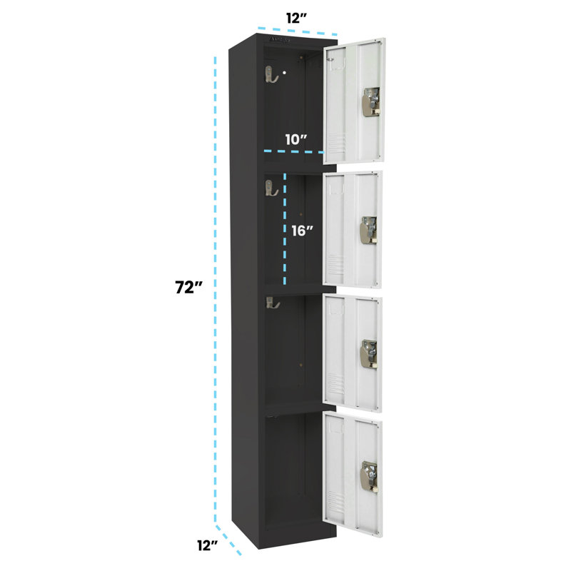 72" Black and White Steel 4-Tier Office Lockers, Set of 2