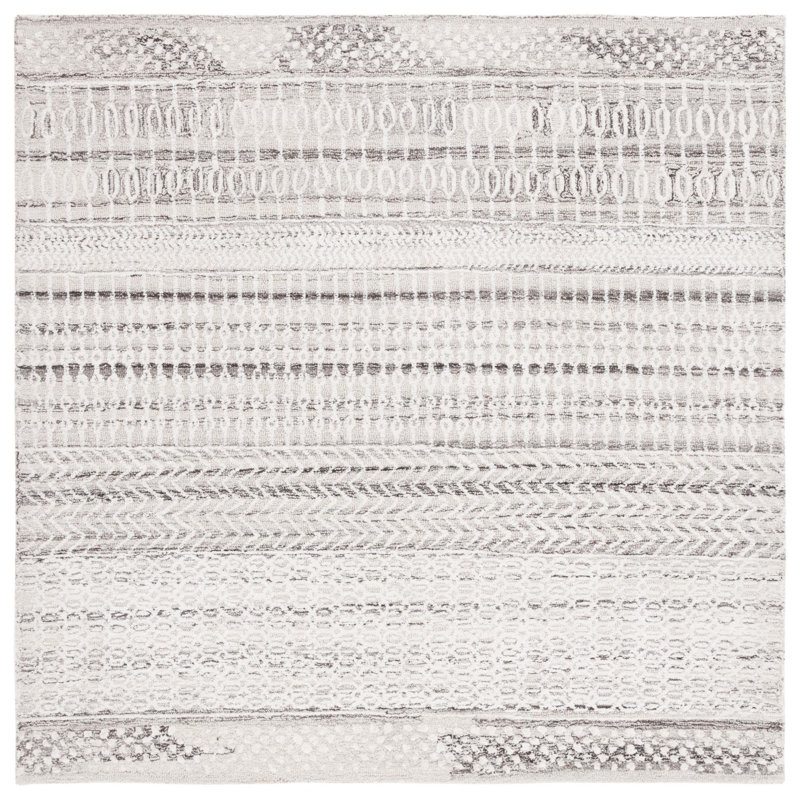 Tajolosa Hand Tufted Viscose/Wool Southwestern Rug in Natural/Ivory, Square 6'